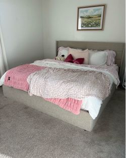 Queen Upholstered Platform Bed Frame - Same Day Delivery and Set Up - NEW