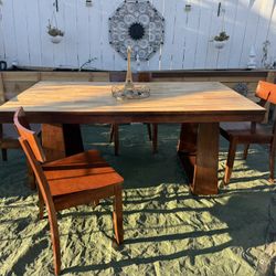 Modern Style Wooden Dinning Set Colors Brown /cinnamon And Natural Has Been Stained!!🌺
