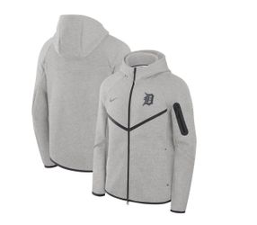 Men's Heather Charcoal Detroit Tigers Tech Fleece Windrunner Full-Zip Hoodie Jacket