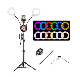 7" Multicolor RGB Dual Ring Light w/ Mirror Phone Holder Remote for Selfies YouTube IG Live Stream Makeup - Summer Sale