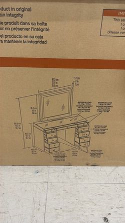 Vanity Desk with Mirror and Drawers