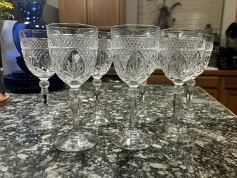 Set of 7 Cristal D'Arques-Durand Luminarc France  Clear Wine Goblets