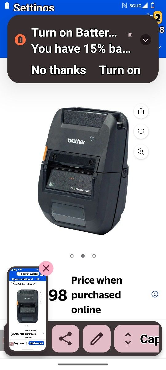 Brother Rugged Jet RJ4250 WB Thermal Printer