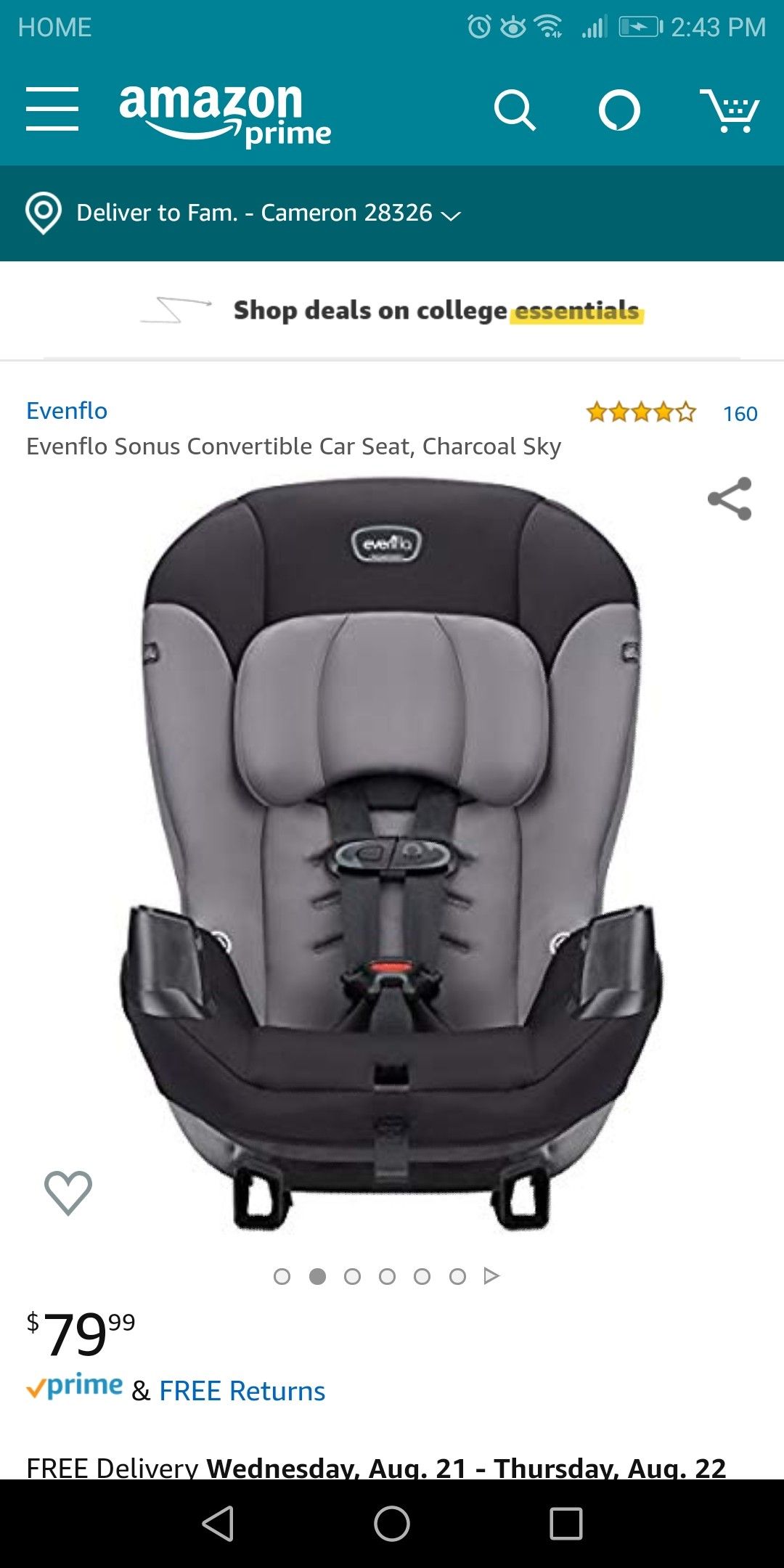 Evenflo convertible car seat