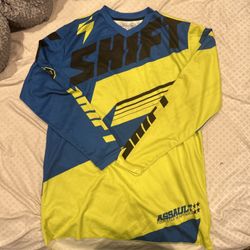 Shift MX Motocross Jersey Shirt Mens Small Yellow Blue Long Sleeve Riding