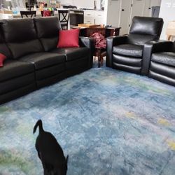 Genuine Leather Recling Couch and Power Reclining Seats