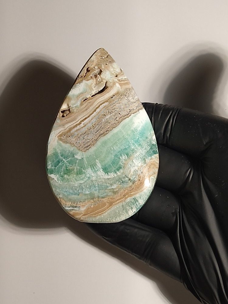 Blue Aragonite Stone Flame Sculpture 