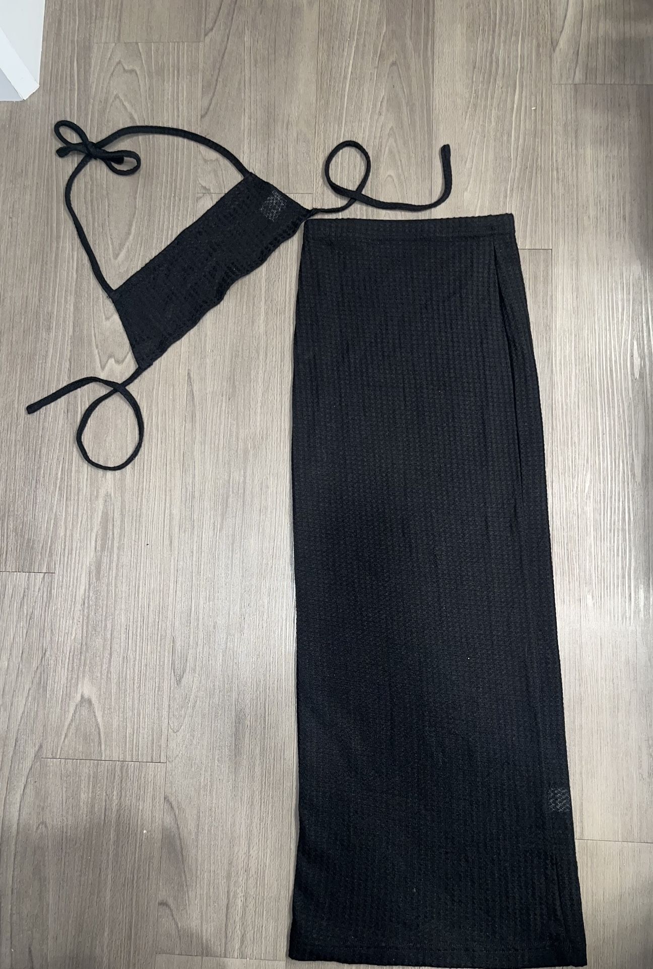 Long Pencil Skirt With Strapped Tube Top Set