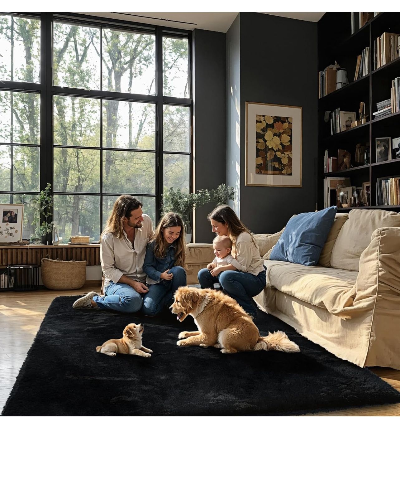 Brandnew Small Area Rugs 3x5, Non-Shedding Indoor Shaggy Rug for Living Room Home Decor(3 x 5, Black)
