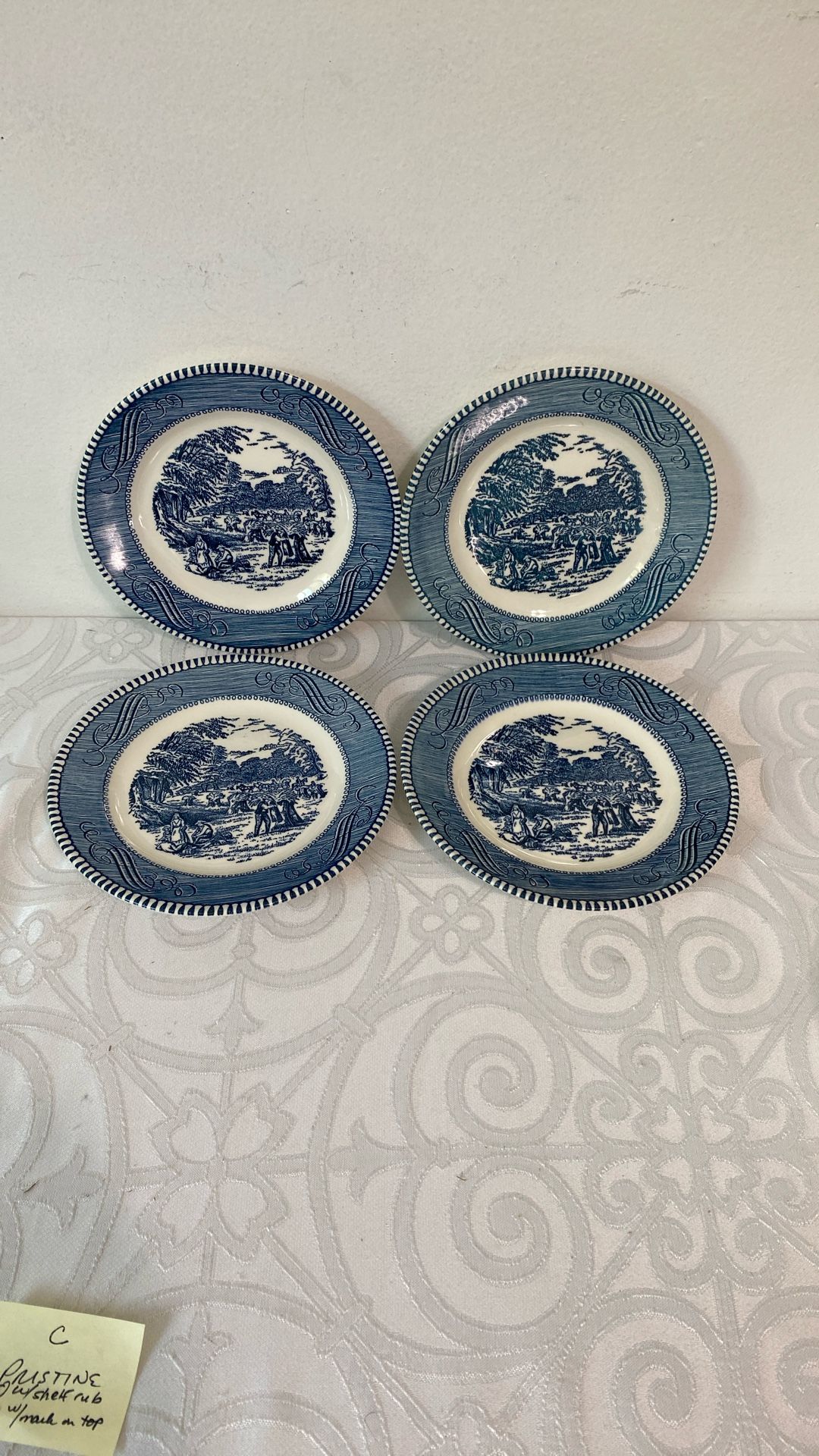 (4) VNTG Currier & Ives Bread & Butter 6 3/8” Plates EUC