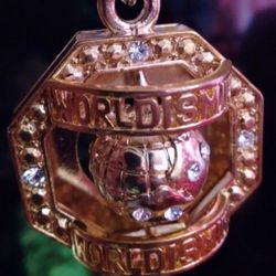 "World is Mine" goldtone bling pendant. The center world spins. Free chain w/ ea. pendant purchased. Brand new ONLY $30.