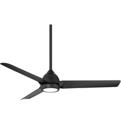 WAC Smart Fans Mocha Indoor and Outdoor 3-Blade Ceiling Fan 54in Matte Black with 3000K LED Light Kit and Remote Control works with Alexa and iOS 