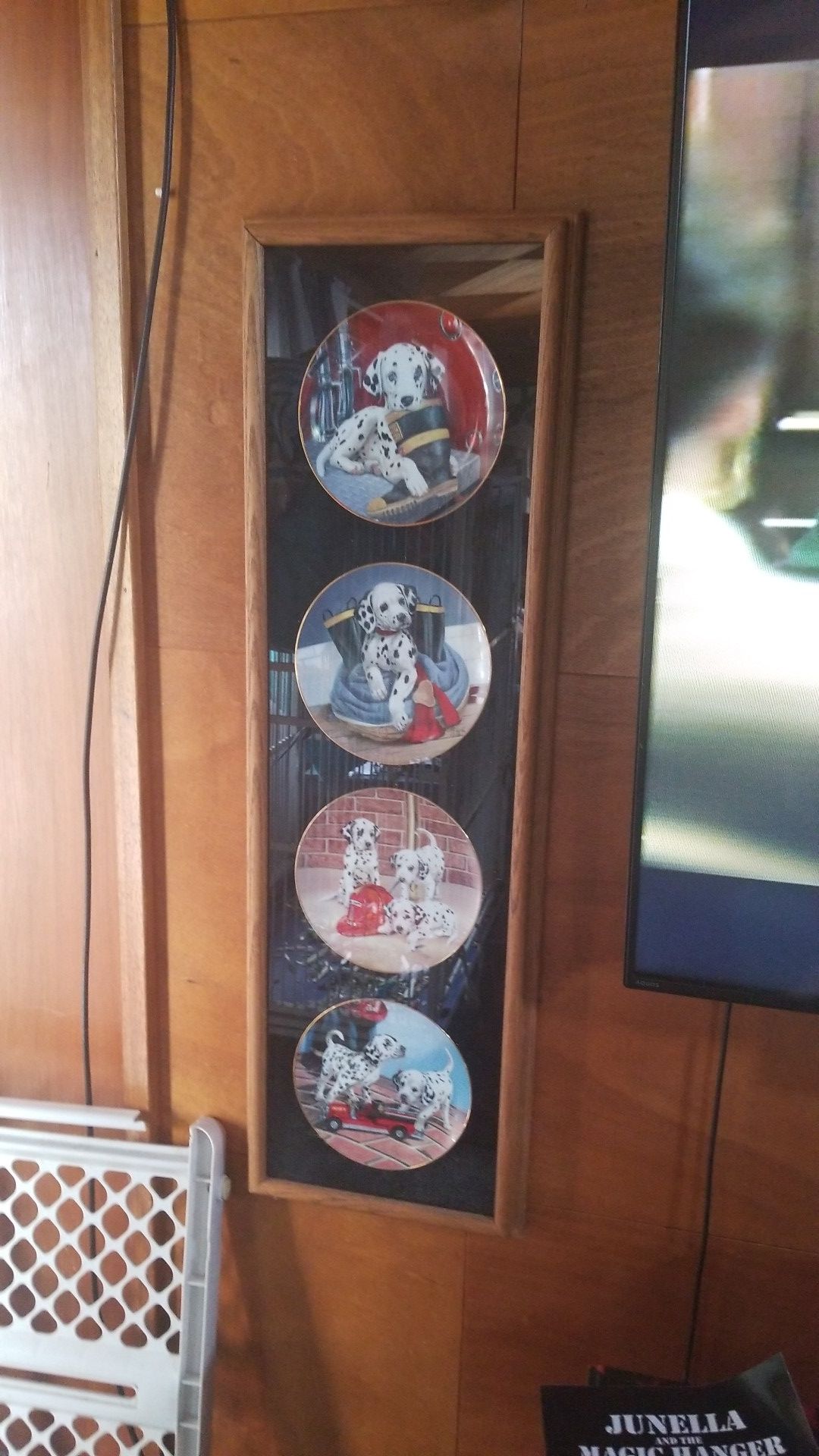 Adorable collectible Dalmatian plates in glass frame