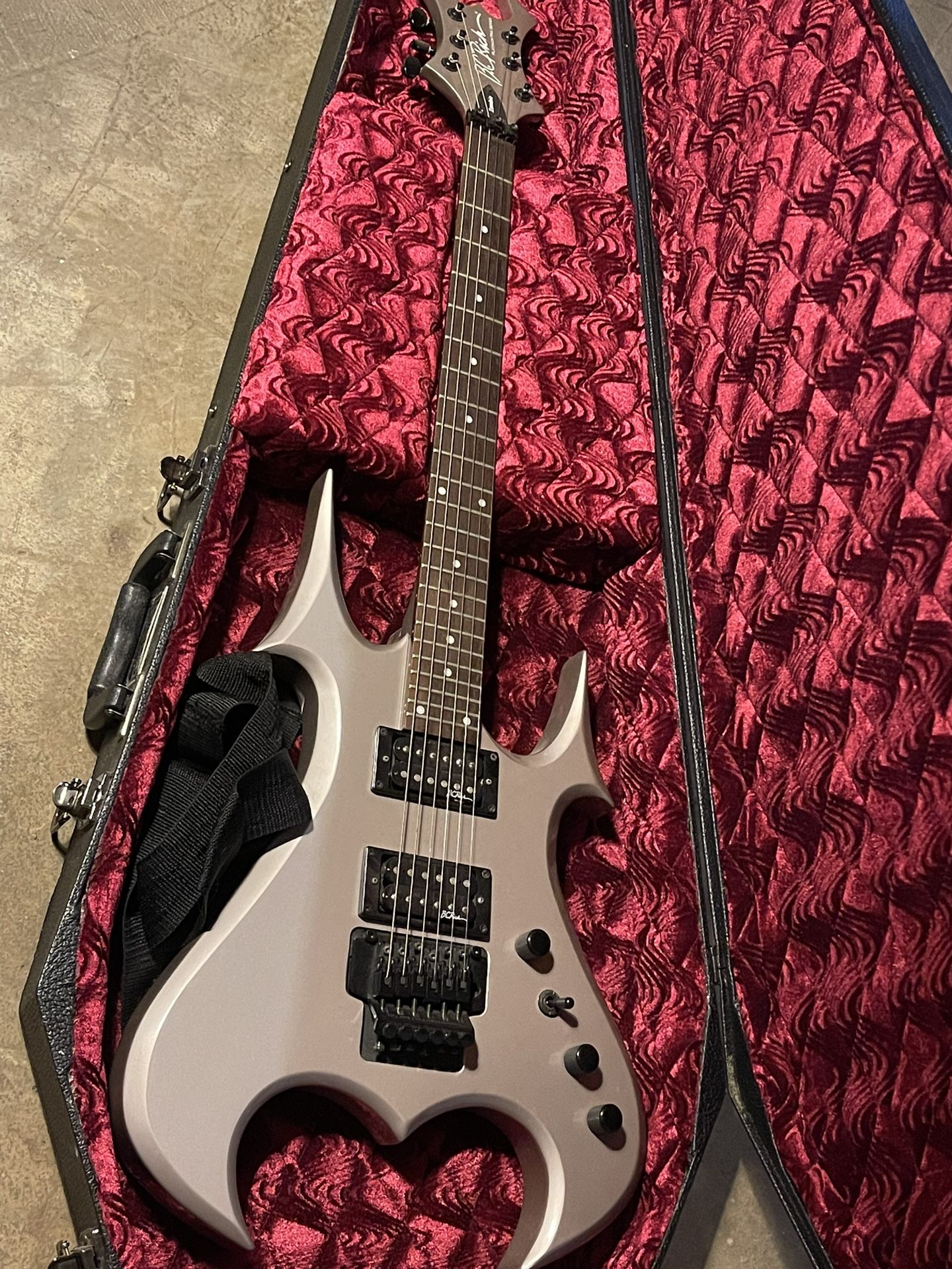 B.C. Rich Platinum Pro Zombie Electric Guitar w/ Coffin Case And Strap