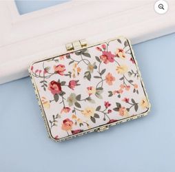 Travel Makeup Mirror, Folding Mirror Double Sides Floral Printed Pocket Mirror Rectangular