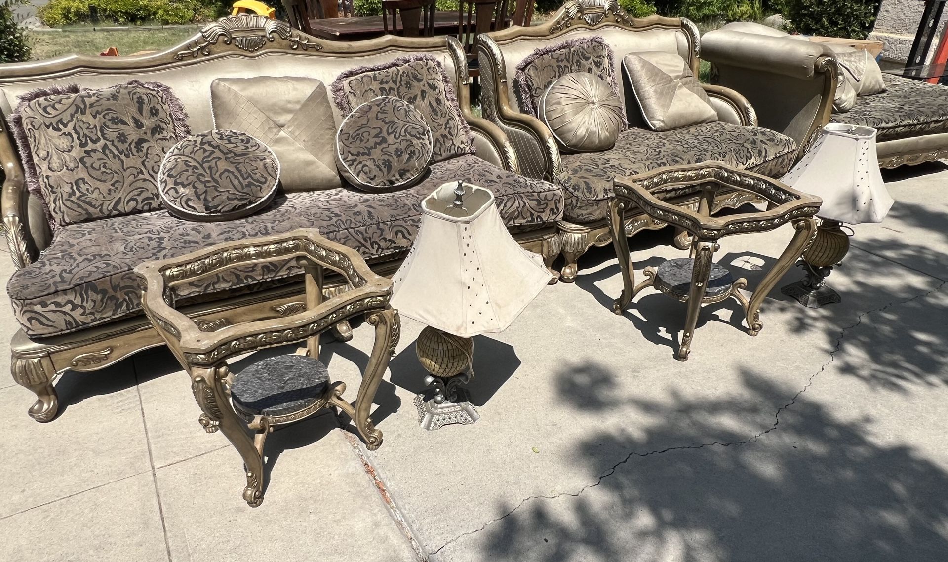3pc Set Antique Sofa, Loveseat And Chair With