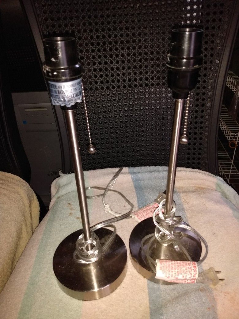 2  Silver lamps Great Condition, No Shades Must Pick Up In Oak Cliff,