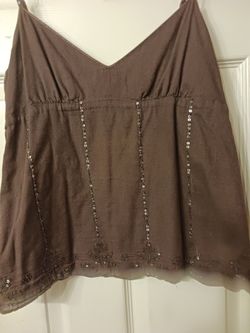 Brown Beaded Cami Tank Top American Eagle Outfitters sz small