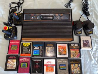 Vintage Atari 2600 Video Computer System Bundle – Wood Grain Console with 12 Games, Joysticks & Paddles