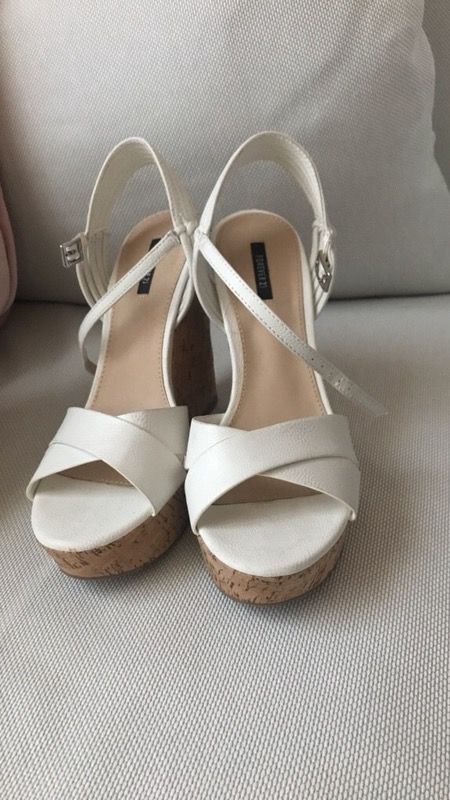 White leather cork wedges, Forever 21