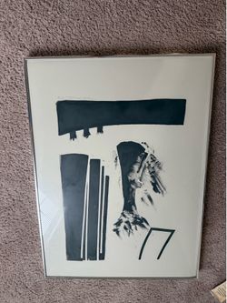 Robert Motherwell 1976 Abstract Black White Signed Framed Art Print