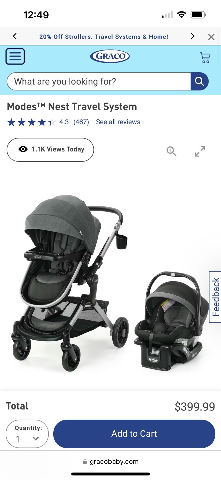 Graco - Modes Nest Travel System - Brand New In Box