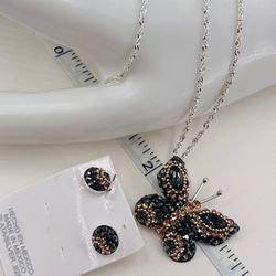 Mariposa Y Aretes Plata Mexicana/Butterfly pendant and earrings, Mexican silver