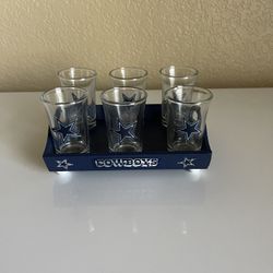 Dallas Cowboys Shot Glasses & Candy Jars Sets W/ Tray 