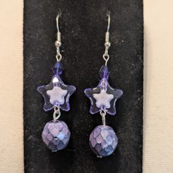 Kawaii Purple Star Dangle Earrings