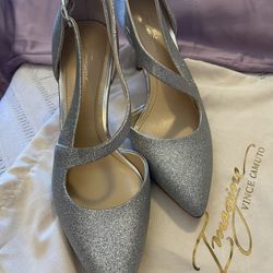 Imagine Vince camuto silver glitter heels