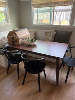 Dark Brown Wood Dining Table
