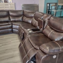 New power sectional sofa with three power recliners on sale now