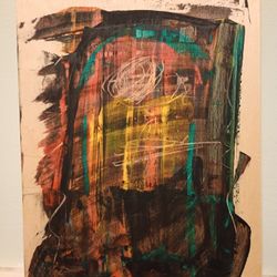 Original Abstract Art Painting "14 x 11" Acrylic on Wood Panel Frame *50.00*