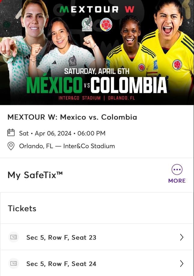 Tickets To Mexico VS Columbia