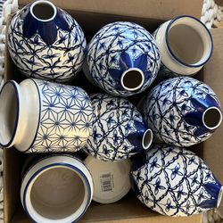 Blue And White Ginger Jars Bud Vases Wedding - 29 Total 