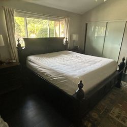 Cal King Bed with Box Springs And Nightstands 