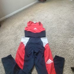 Red, White & Blue Adidas Sports Bra + Pants Set – Like New – Moving Sale!
