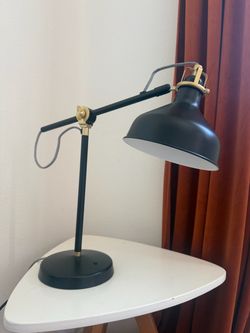 Adjustable Metal Desk Lamp Black and Brass