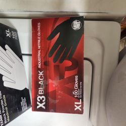 Black Nitrile Gloves XL 