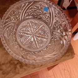 Vintage 10" Crystal like Serving Bowl.