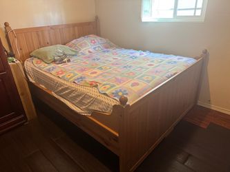 Solid Pine Wood Queen Bed Frame