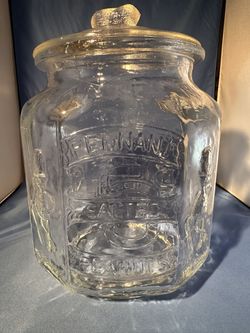 🔥👀🔥Vintage Planters Peanuts Glass Store Display Dispenser Jar with Lid Clear 12"