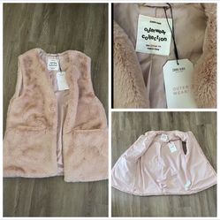 Zara Kids Outerwear Collection Pink Faux Fur Vest.