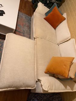 Cream Fabric Sectional Sofa with Chaise