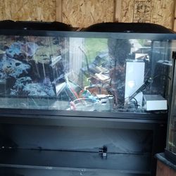 65 Gal Fish Tank With Black Wood Stand And Filter