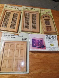 Miniature house doors dresser and window