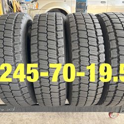 4 used tire 245-70-19.5 Hankook DH07