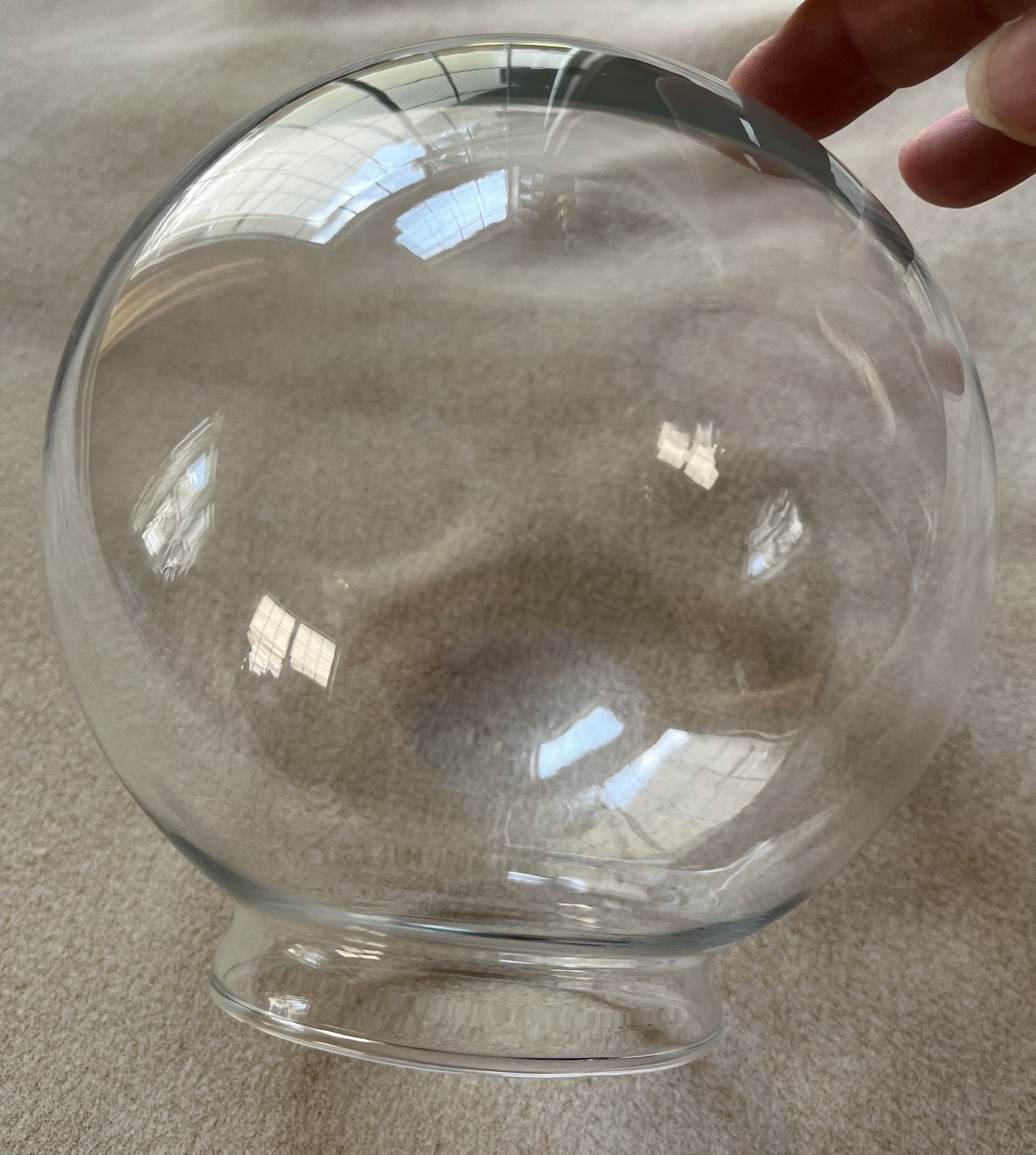 Vintage MCM Clear Glass 6.25" Ball Lamp Shade Light Cover 3.125" Fitter
