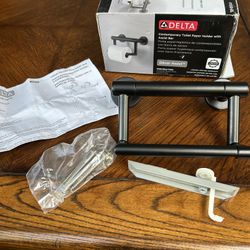 Delta Contemporary Tissue Holder with Assist Bar in Matte Black