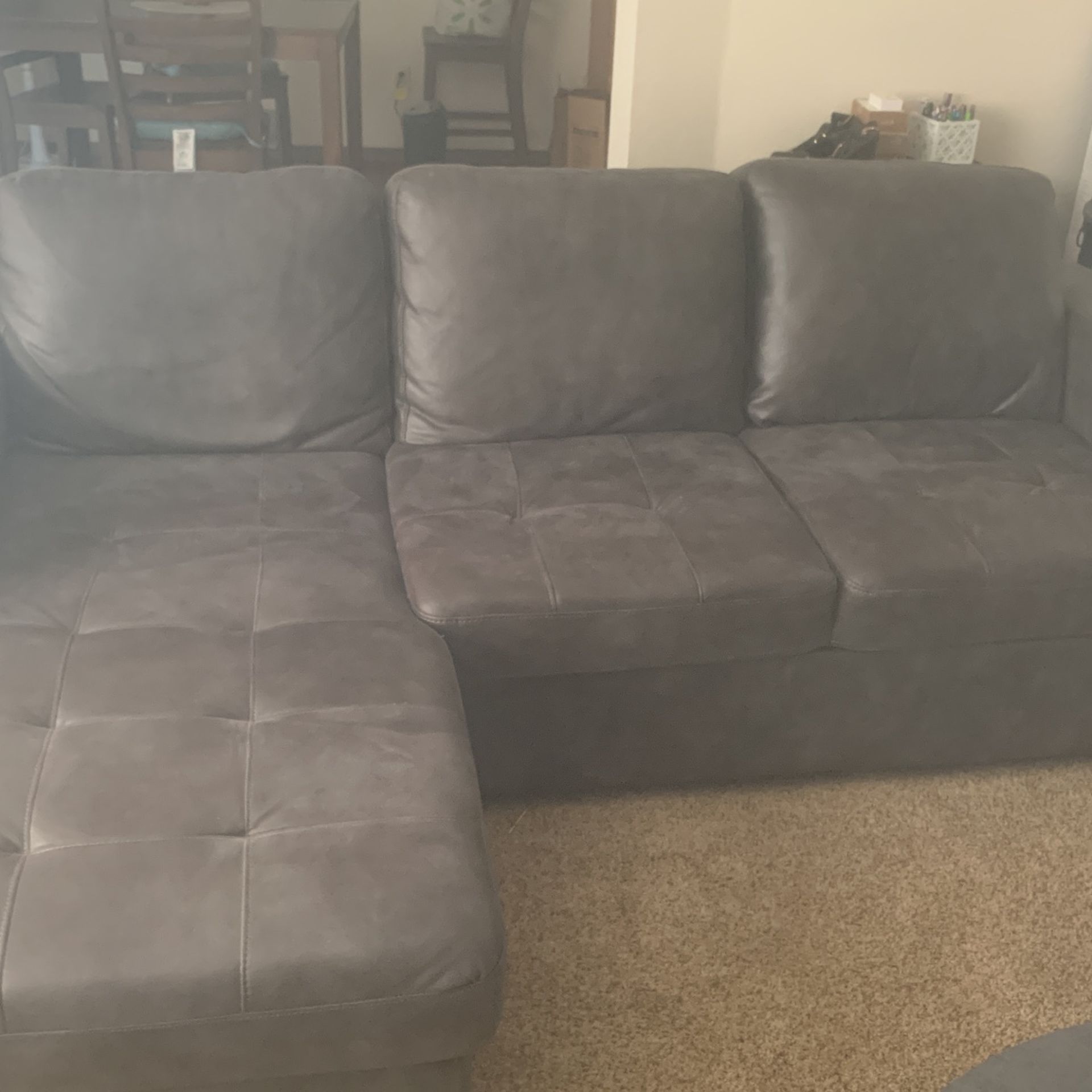 Faux Leather Sleeper Couch